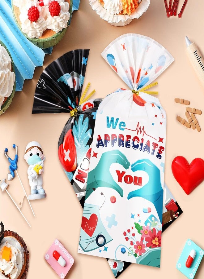 HOWAF 100pcs Nurse Day Candy Bag Bulk, Thank You Nurses Cellophane Bags for Nurse Appreciation Week Supplies, Nurses Week Gift Bags with Twist Ties for Nursing Party Medical Party - Image 4